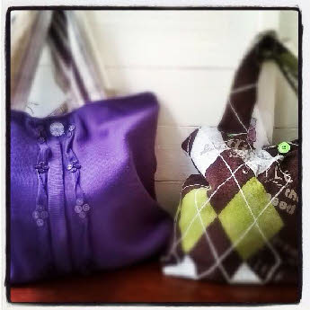 Upcycled knitwear into bags